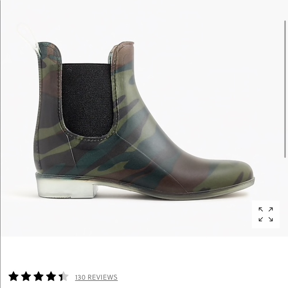 NEW J. Crew Matte Chelsea Ankle Rain Boot H0421 camouflage green booties